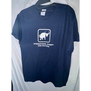 Men's Funny Joke Politics Graphic T-Shirt, Navy, Size M, NWOT